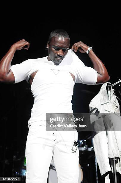 Akon performs during Usher OMG Tour at BankAtlantic Center on April 27, 2011 in Sunrise, Florida.