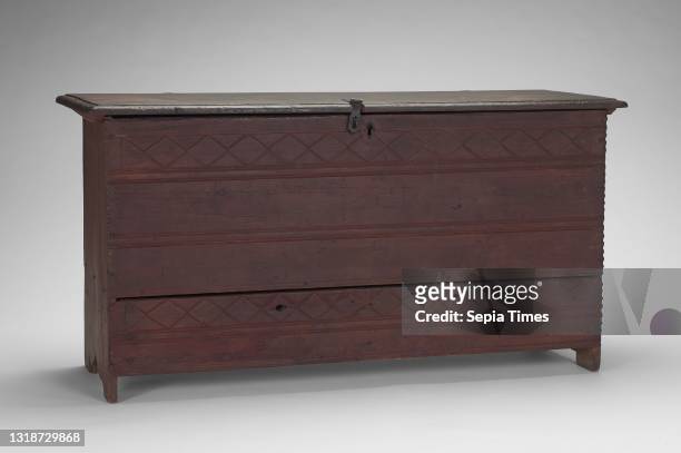 Chest with drawer, Top, all four sides, bottom of chest, drawer bottom and back, southern yellow pine; drawer sides, till, white oak, 29 3/16 × 56...