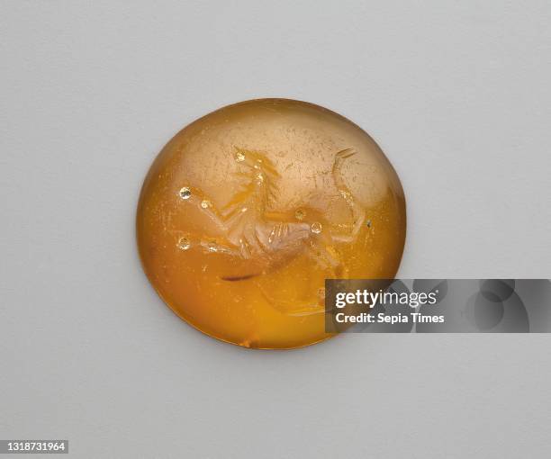 Carved intaglio gemstone, 1st–3rd century A.D., Carnelian, 1.2 × 1.25 cm , Roman, Syrian, Roman , Jewelry.