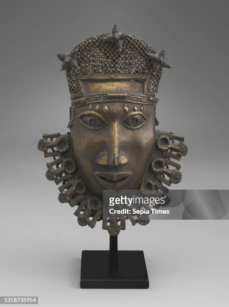Pendant Mask, 18th–19th century, Bronze and iron, 7 7/8 × 5 1/2 × 1 15/16 in. , Made in Guinea Coast, Benin Kingdom, Nigeria, Edo, Benin Kingdom,...