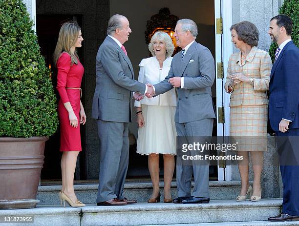 Princess Letizia of Spain, King Juan Carlos of Spain, Camilla, Duchess of Cornwall, Prince Charles, Prince of Wales, Queen Sofia of Spain and Prince...