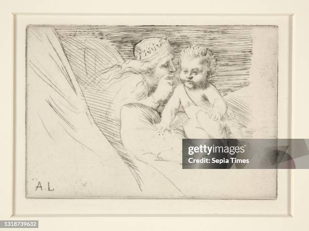 Alphonse Legros, French, 1837–1911, Mab et Cupidon , Drypoint, platemark: 8 × 11.6 cm , French, 19th century, Works on Paper - Prints.