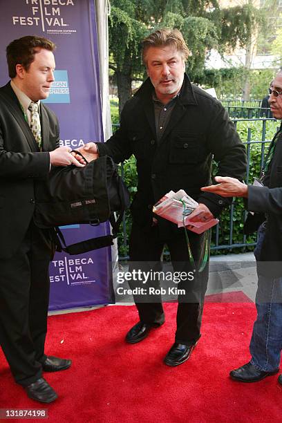 Alec Baldwin attends the Tribeca Talks Director Series with Doug Liman and Alec Baldwin during the 10th annual Tribeca Film Festival at SVA Theater...