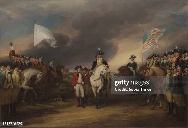John Trumbull, American, 1756–1843, The Surrender of Lord Cornwallis at Yorktown, October 19 Oil on canvas, 21 × 30 5/8 × 3/4 in. , , Depicted...