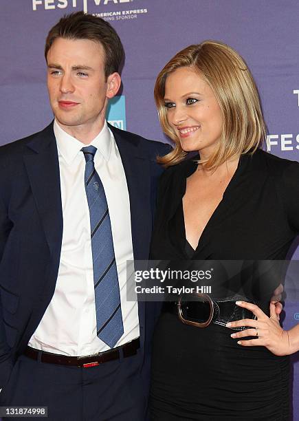 Actor Chris Evans and actress Vinessa Shaw attend the premiere of "Puncture" during the 2011 Tribeca Film Festival at SVA Theater on April 21, 2011...