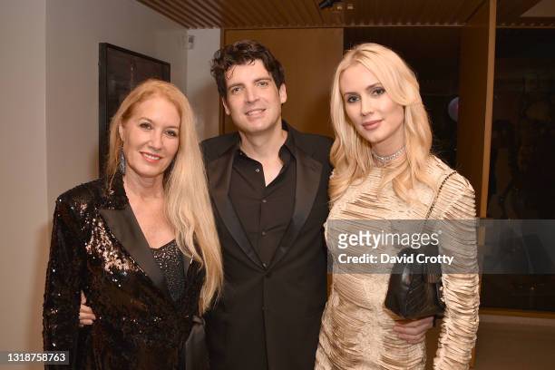 Trista Rullan, Christian Hannig, and Celesta Hodge attend Nikki Haskell's 80th Birthday on May 17, 2021 in Beverly Hills, California.