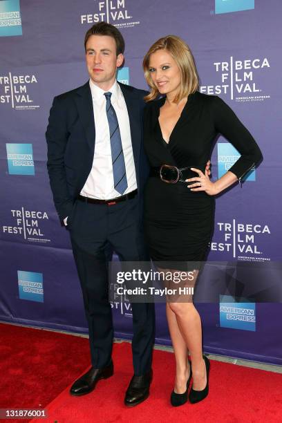 Actor Chris Evans and actress Vinessa Shaw attend the premiere of "Puncture" during the 2011 Tribeca Film Festival at SVA Theater on April 21, 2011...