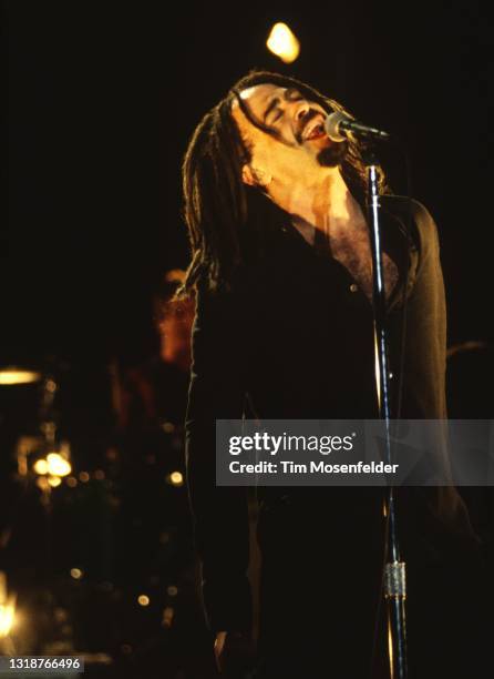 Adam Duritz of Counting Crows performs at Shoreline Amphitheatre on October 2, 1997 in Mountain View, California.