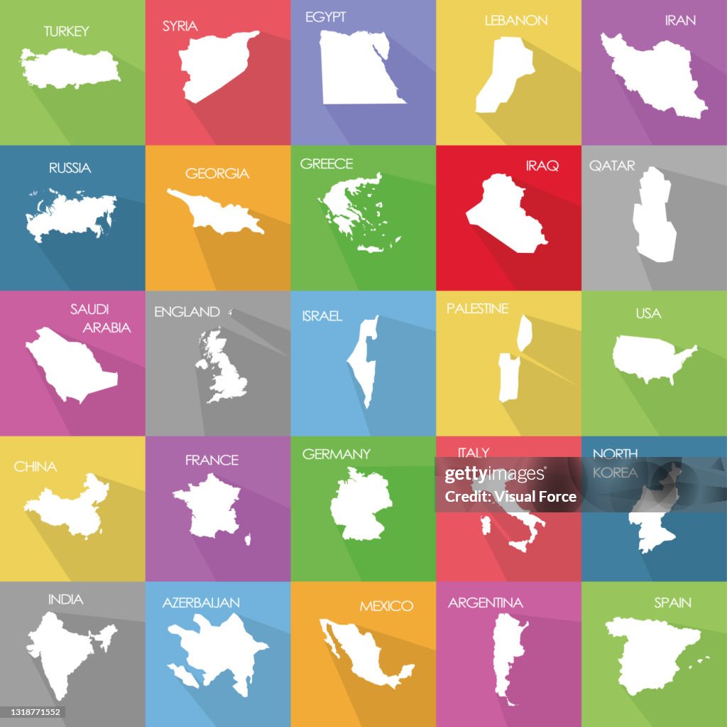 Single Country Map Vector Illustration Set With Simplified Maps Of Some States White ...