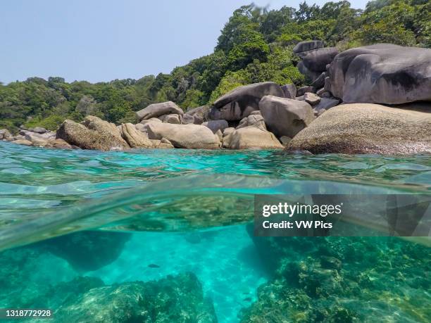 The clear water and rocks of Ko Miang island..