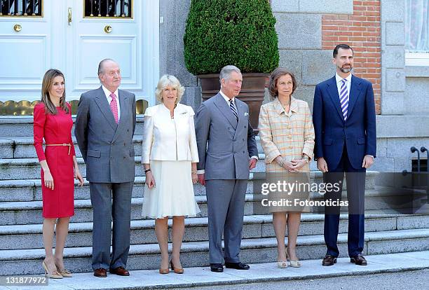 Princess Letizia of Spain, King Juan Carlos of Spain, Camilla, Duchess of Cornwall, Prince Charles, Prince of Wales, Queen Sofia of Spain and Prince...