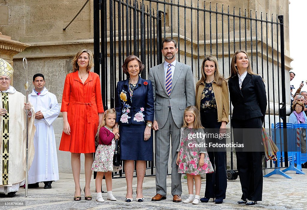 Spanish Royals attend Easter Mass in Mallorca