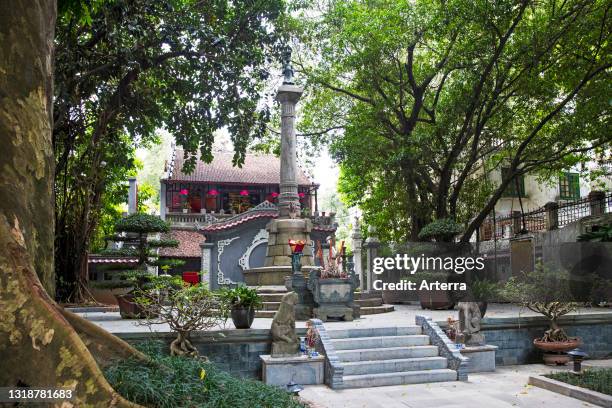 Pagoda / temple on the Hoan Kiem Lake / Sword Lake in central Hanoi, Vietnam.