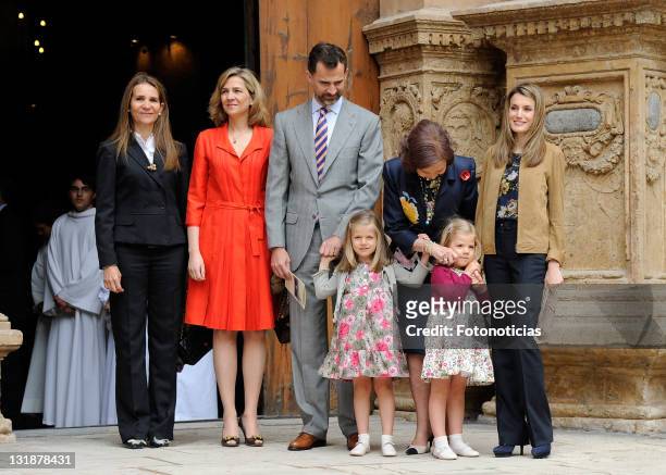Princess Elena of Spain, Princess Cristina of Spain, Prince Felipe of Spain, Infanta Leonor of Spain, Queen Sofia of Spain, Infanta Sofia of Spain...
