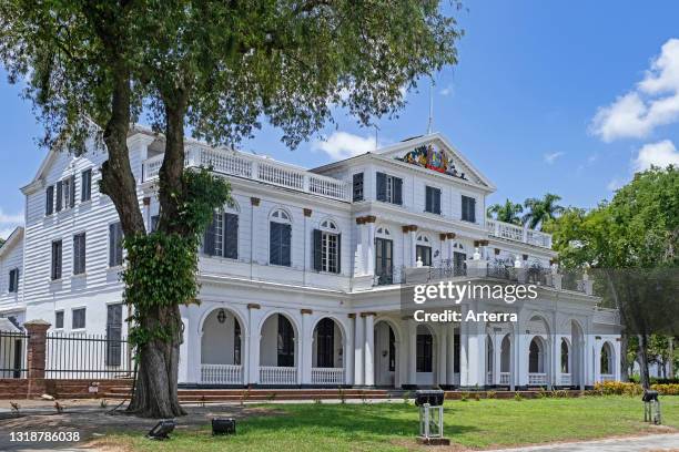 Presidential Palace of Suriname in Dutch colonial style in the capital city Paramaribo, Paramaribo District, Suriname / Surinam.