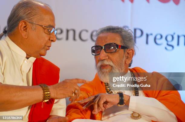 Balasaheb Thackeray attends the book launch 'Ayurvedic Garbha Sankar' by Dr. Balaji Tambe on July 24, 2011 in Mumbai, India.