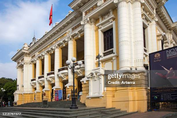 Entrance of the Hanoi Opera House / Grand Opera House in French colonial style in central Hanoi, Vietnam.