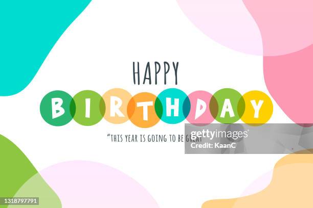 ilustraciones, imágenes clip art, dibujos animados e iconos de stock de feliz cumpleaños letras ilustración de stock con retroceso abstracto - cumpleaños