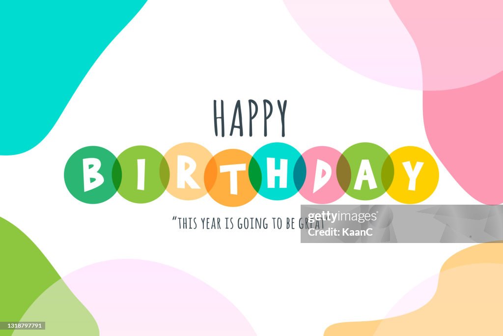 Happy Birthday lettering stock illustration with abstract backround