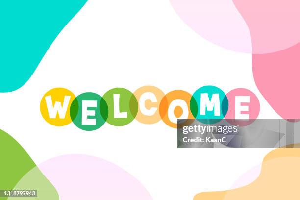 stockillustraties, clipart, cartoons en iconen met welkom belettering stock illustratie met abstracte backround - welcome sign