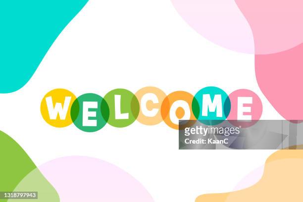 welcome lettering stock illustration with abstract backround - welcome stock illustrations