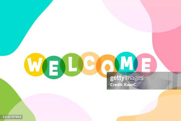 welcome lettering stock illustration with abstract backround - fun type alphabet stock illustrations