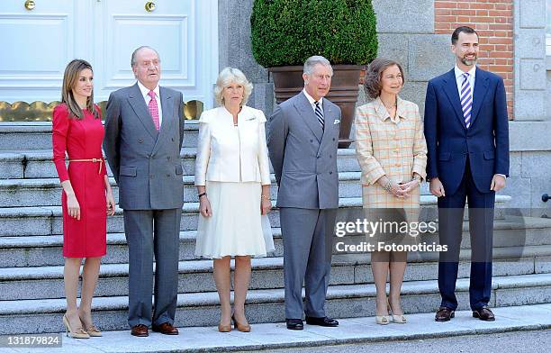 Princess Letizia of Spain, King Juan Carlos of Spain, Camilla, Duchess of Cornwall, Prince Charles, Prince of Wales, Queen Sofia of Spain and Prince...