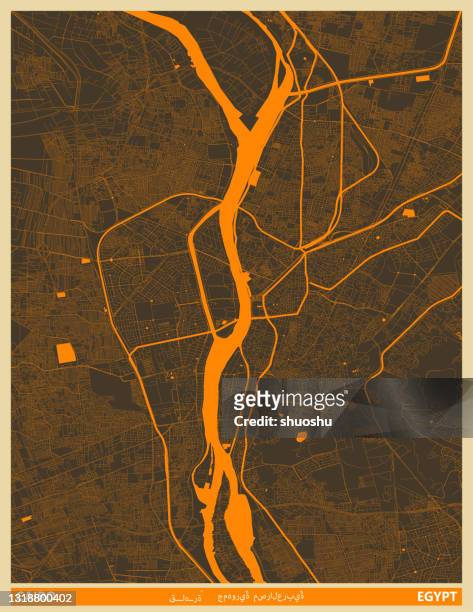 art  illustration style map,cairo city,egypt - nile river stock illustrations