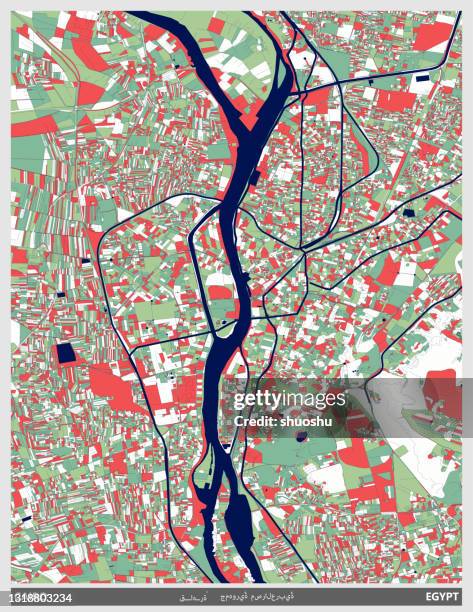 art  illustration style map,cairo city,egypt - nile river stock illustrations