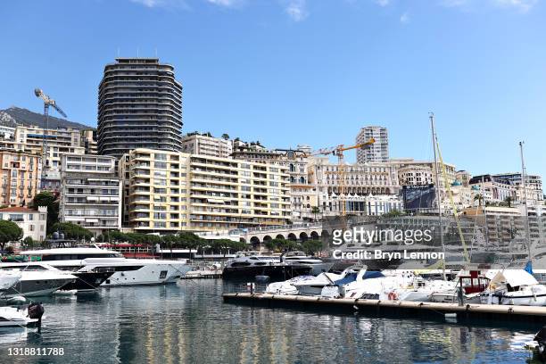 General view of the harbour during previews ahead of the F1 Grand Prix of Monaco at Circuit de Monaco on May 19, 2021 in Monte-Carlo, Monaco.