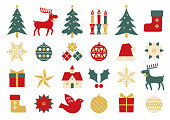 Cute Christmas Flat Icons Set