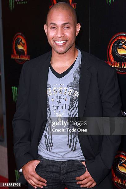 Actor Shane Warren Jones attends the "Mortal Kombat Legacy" digital series premiere celebration at Saint Felix II on April 14, 2011 in Hollywood,...