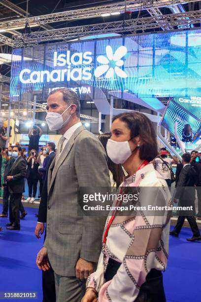 King Felipe VI and the Minister of Industry, Trade and Tourism, Reyes Maroto , attend the inauguration of Fitur 2021, on 19 May 2021, at IFEMA,...