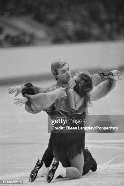 English ice dancers Jayne Torvill and Christopher Dean perform their 'Bolero' routine for the first time to win the gold medal in the Ice Dance event...