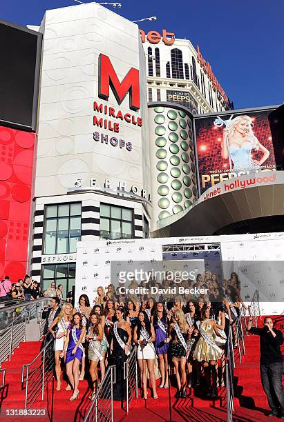 The 2011 Miss USA contestants arrive at the Planet Hollywood Resort & Casino on June 6, 2011 in Las Vegas, Nevada.