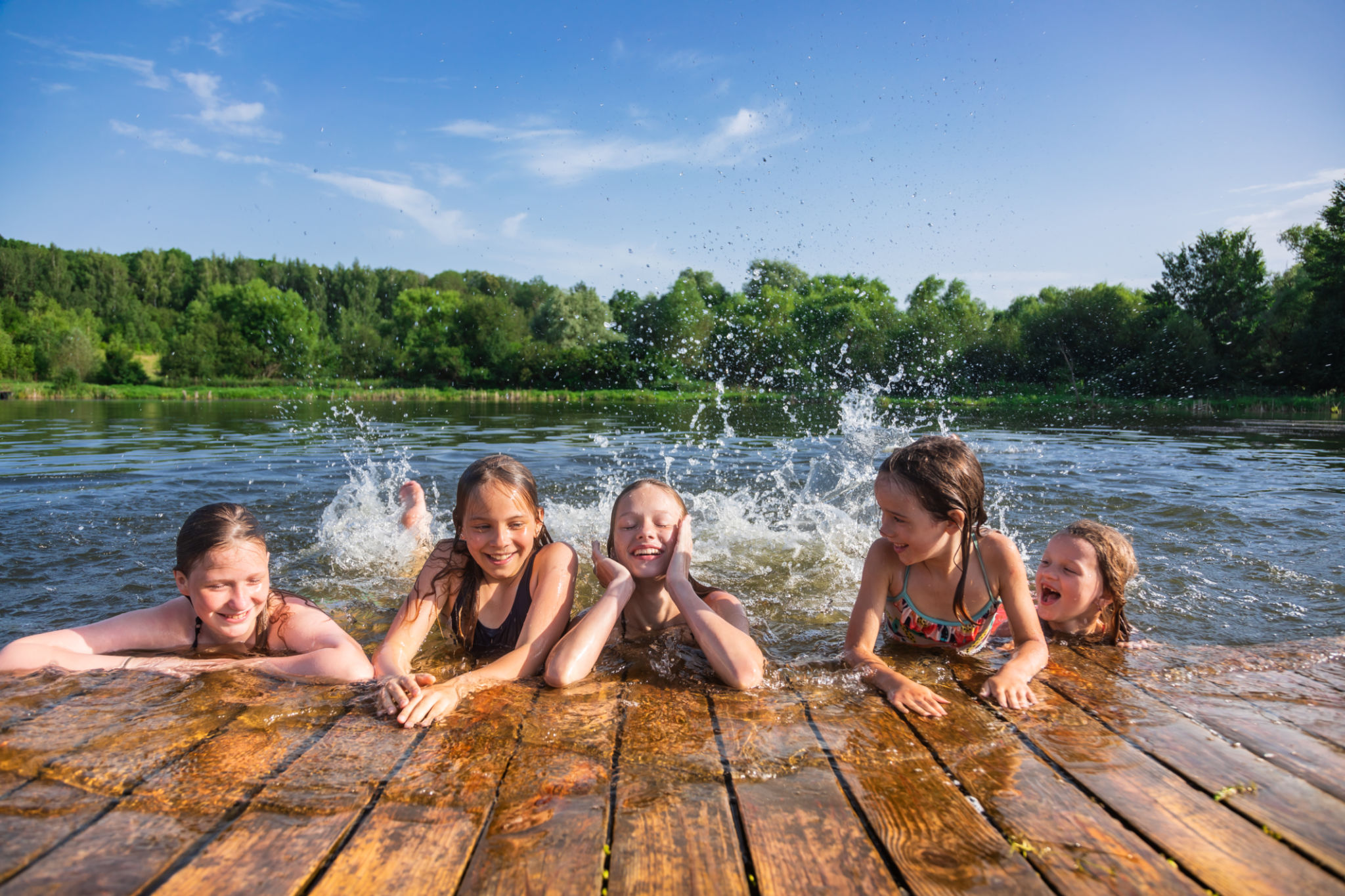 kids having fun water