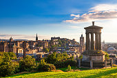 Edinburgh cityscape seen from Calton Hill Scotland UK