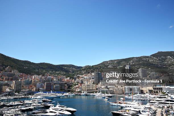 General view of the harbour during previews ahead of Round 2:Monte Carlo of the Formula 2 Championship at Circuit de Monaco on May 19, 2021 in...