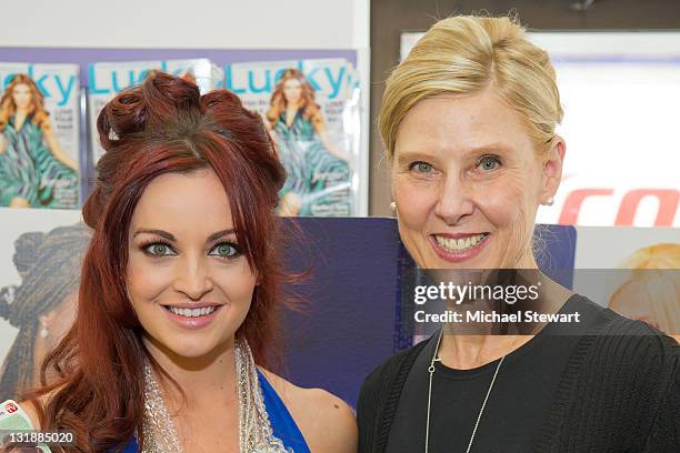 Personality Maria Kanellis and President / Owner of LJL Inc. Lois Sonstegard guests attend Fashion-On-The-Go hair styling services celebration at...