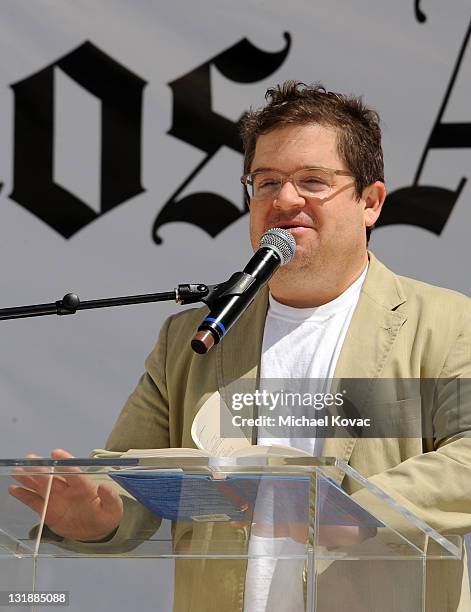 Comedian Patton Oswalt speaks onstage at day 2 of the 16th Annual Los Angeles Times Festival of Books held at USC on May 1, 2011 in Los Angeles,...