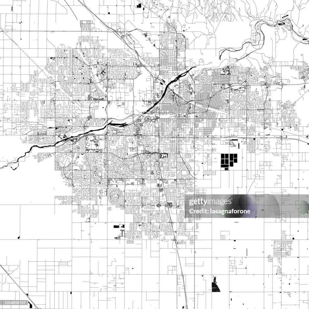 Bakersfield, California USA Vector Map