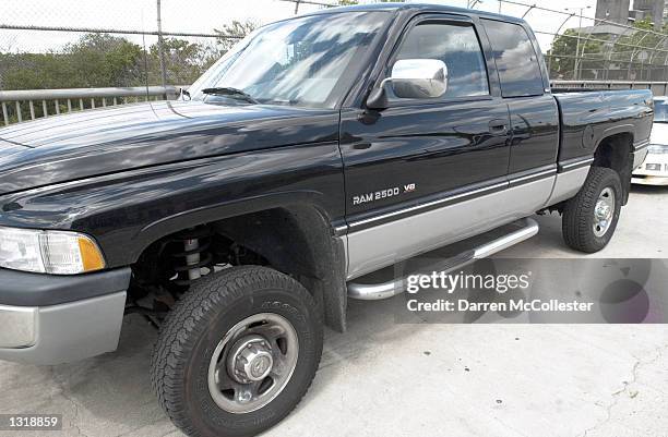 Dodge Ram truck is parked on the side of the road June 5, 2001 in Boston, MA. Dodge Ram trucks faired poorly in 40 mph crash tests, according to a...