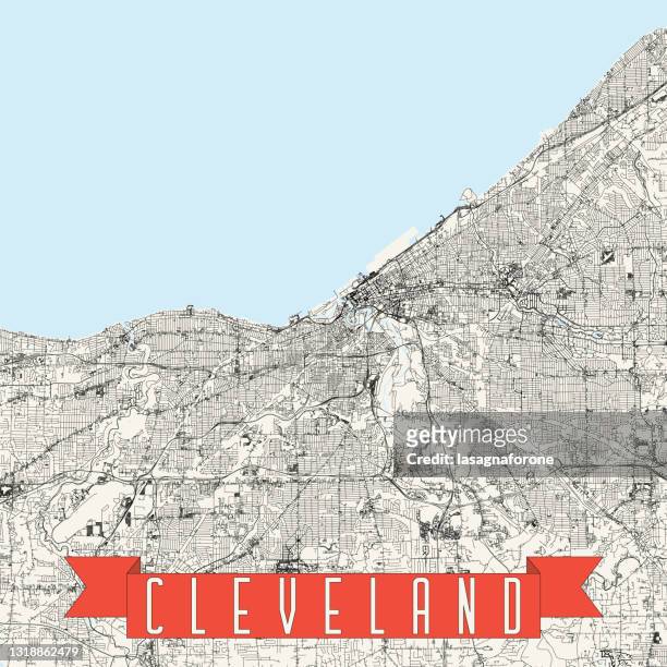 cleveland, ohio usa vector map - cleveland ohio map stock illustrations