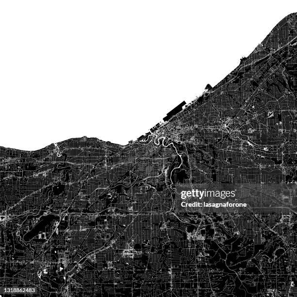 cleveland, ohio usa vector map - cleveland ohio map stock illustrations