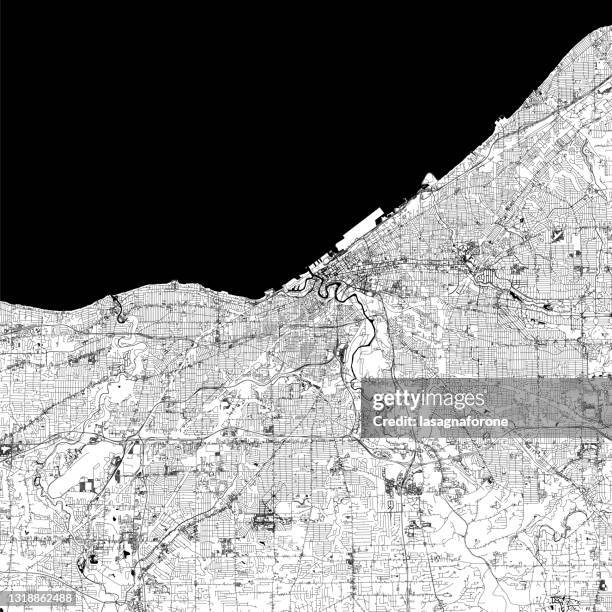 ilustraciones, imágenes clip art, dibujos animados e iconos de stock de mapa vectorial de cleveland, ohio ee.uu. - ohio