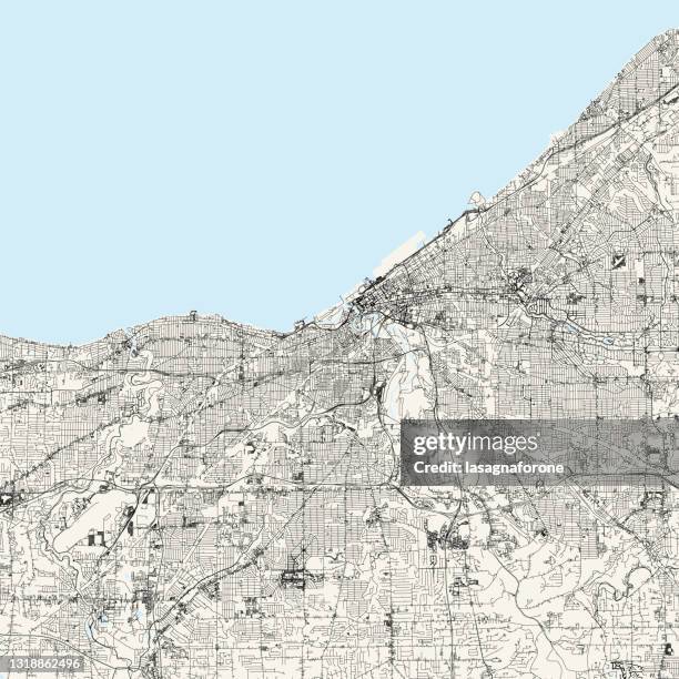 cleveland, ohio usa vector map - cleveland ohio stadium stock illustrations