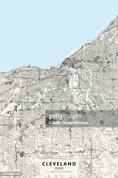 cleveland, ohio usa vector map - cleveland ohio stadium stock illustrations