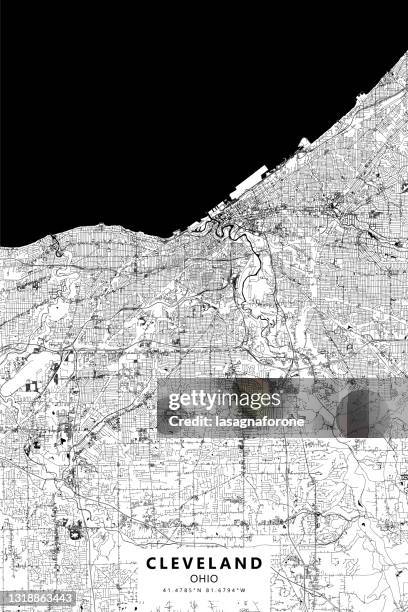 cleveland, ohio usa vector map - cleveland ohio stadium stock illustrations