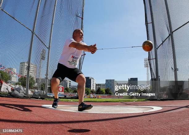 Krisztian Pars of Hungary competes in the Men's Hammer throw Final during day 1 of the European Throwing Cup on May 8, 2021 in Split, Croatia.