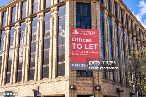 offices to let sign in glasgow - for lease sign stock pictures, royalty-free photos & images